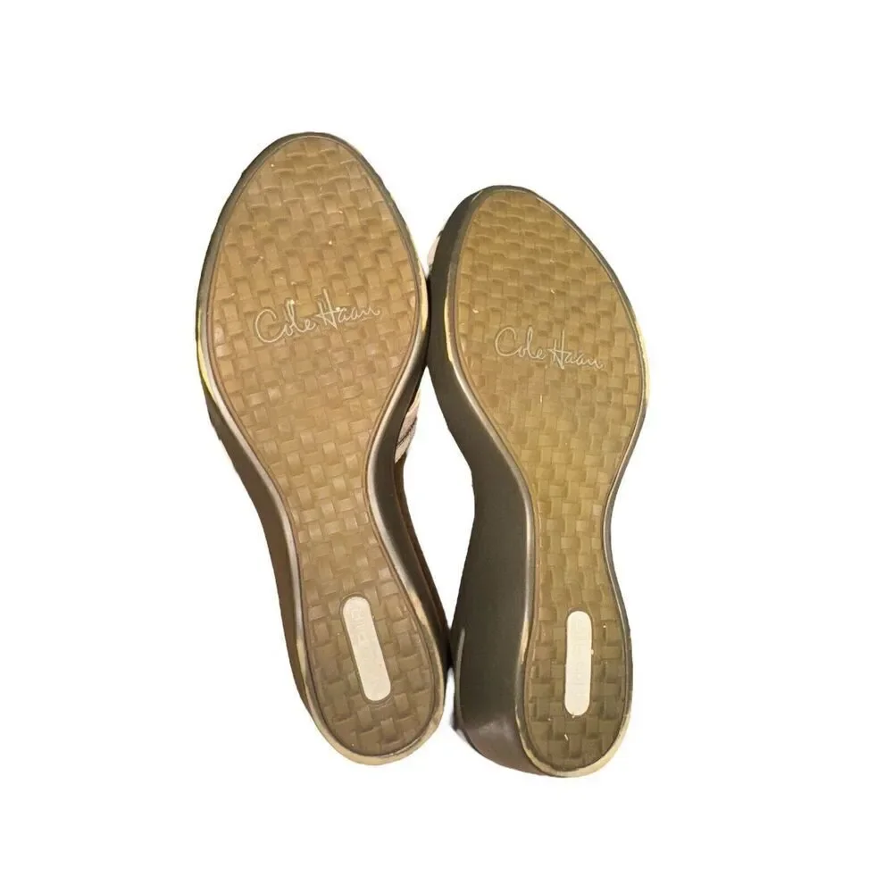 Cole Haan tan/ taupe Peep Toe Platform Sandal Women's Sz 10 Great Condition